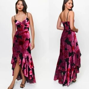 🚨NWT Hutch Royce Floral High Low Velvet Burnout Dress